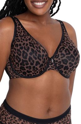 Curvy Couture Underwire Plunge Bra in Designer Leopard