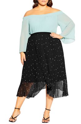 City Chic Polka Dot Pleated Skirt