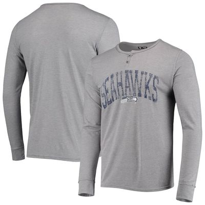 Men's Concepts Sport Gray Seattle Seahawks Takeaway Henley Long Sleeve Sleep T-Shirt