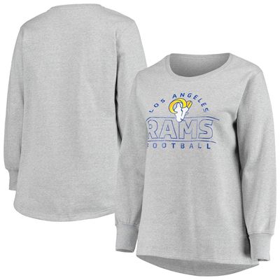 PROFILE Women's Heathered Gray Los Angeles Rams Plus Size Fleece Pullover Sweatshirt in Heather Gray