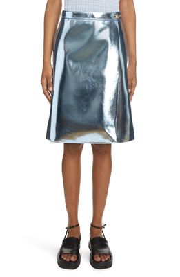 Victoria Beckham Metallic Scuba Wrap Skirt in Ice Blue