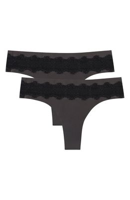 Uwila Warrior VIP 2-Pack Lace Trim Thongs in Shale With Tap Shoe Black