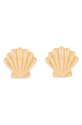 STONE AND STRAND Shell Stud Earrings in Yellow Gold