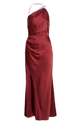 Significant Other Gracie One-Shoulder Cocktail Maxi Dress in Wine