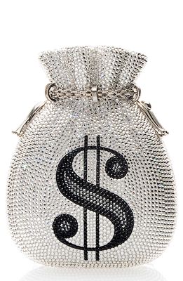 JUDITH LEIBER COUTURE Judith Leiber Money Bags Crystal Embellished Clutch in Silver