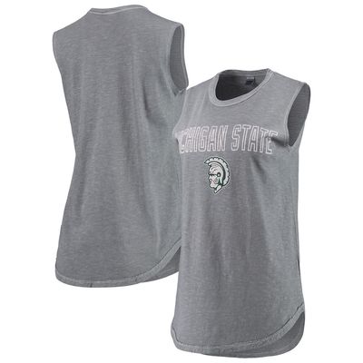 Women's Alternative Apparel Charcoal Michigan State Spartans Inside Out Washed Tank Top