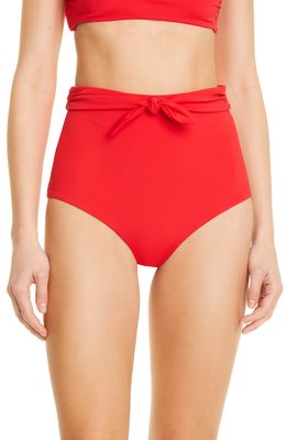 Mara Hoffman Jay High Waist Bikini Bottoms in Red Coat