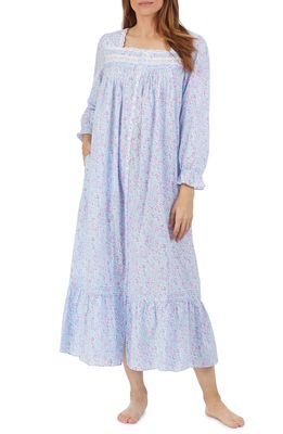 Eileen West Lace Trim Long Sleeve Nightgown in Ditsy