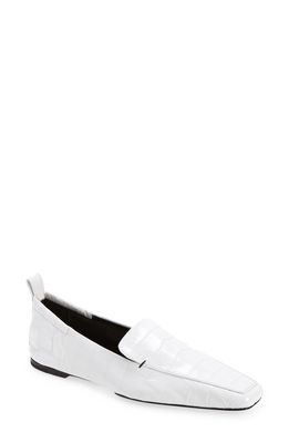 Toteme The Travel Croc Embossed Leather Flat in White