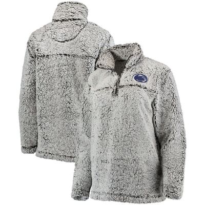 BOXERCRAFT Women's Gray Penn State Nittany Lions Sherpa Super Soft Quarter-Zip Pullover Jacket