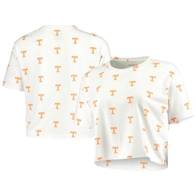 BOXERCRAFT Women's White Tennessee Volunteers Cropped Allover Print T-Shirt