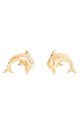 STONE AND STRAND Dolphin Stud Earrings in Yellow Gold