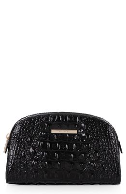 Brahmin Dany Croc Embossed Leather Cosmetics Pouch in Black