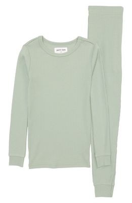Petit Lem Kids' Fitted Two-Piece Pajamas in 801 Light Green