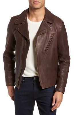 Schott NYC Leather Moto Jacket in Brown