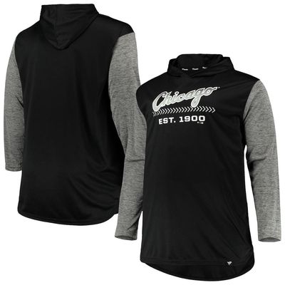 PROFILE Men's Black/Heathered Gray Chicago White Sox Big & Tall Wordmark Club Pullover Hoodie