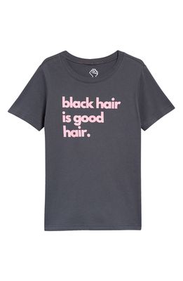 Typical Black Tees BLACK HAIR IS GOOD HAIR TEE in Charcoal