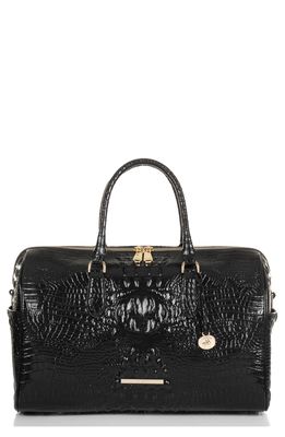 Brahmin Spencer Croc Embossed Leather Duffle Bag in Black