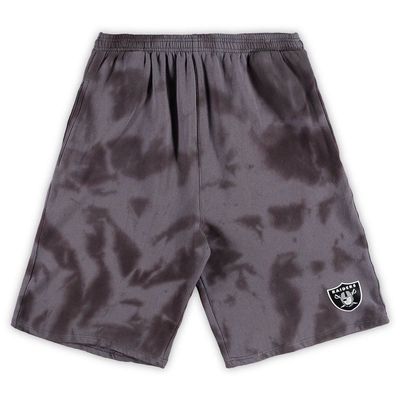 PROFILE Men's Charcoal Las Vegas Raiders Big & Tall Tie-Dye Shorts