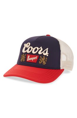 American Needle Riptide Valins Coors Trucker Hat in Ivory-Navy-Red