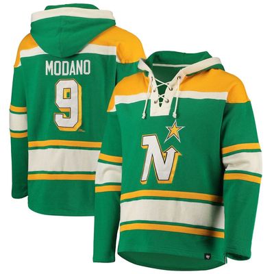 Men's '47 Mike Modano Kelly Green Minnesota North Stars Retired Player Name & Number Lacer Pullover Hoodie