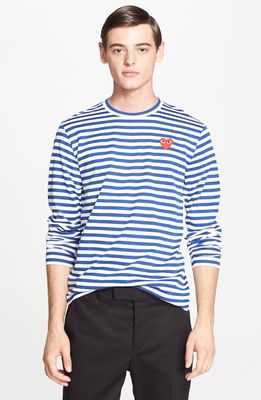 COMME DES GARCONS PLAY Stripe Long Sleeve T-Shirt in Navy/White