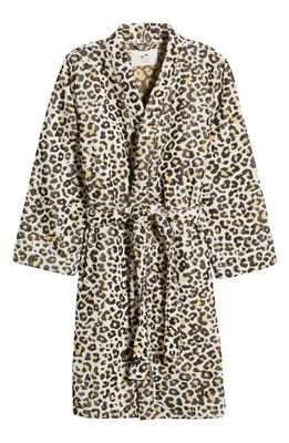 Slowtide Cheetah Print Recycled Cotton Terry Robe in Natural