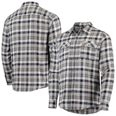 Men's Antigua Navy/Gray Chicago Bears Ease Flannel Long Sleeve Button-Up Shirt