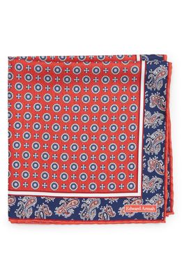 EDWARD ARMAH Paisley Medallion Silk Pocket Square in Red
