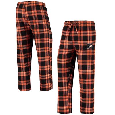 Men's Concepts Sport Black/Orange Philadelphia Flyers Takeaway Plaid Flannel Pants