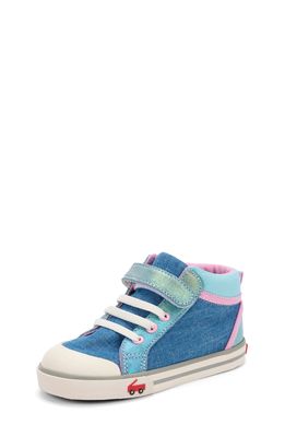 See Kai Run Peyton High Top Sneaker in Chambray/Shimmer