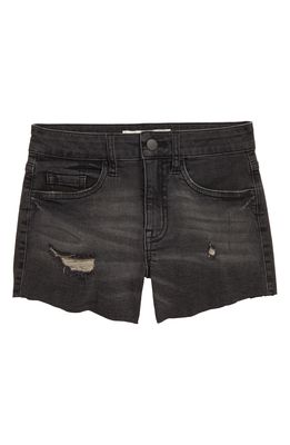 TREASURE & BOND Kids' High Waist Ripped Cutoff Denim Shorts in Black Vintage Wash