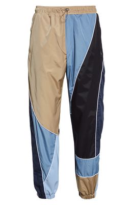 Ahluwalia Men's Marcel Track Pants in Beige/Blue/Navy