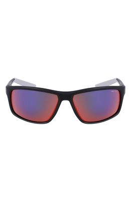 NIKE Adrenaline 64mm Rectangular Sunglasses in Matte Black/Field Tint