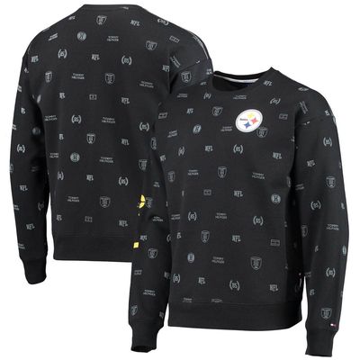 Men's Tommy Hilfiger Black Pittsburgh Steelers Reid Graphic Pullover Sweatshirt
