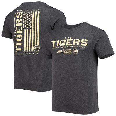 Men's Colosseum Heathered Black LSU Tigers OHT Military Appreciation Flag 2.0 T-Shirt in Heather Black