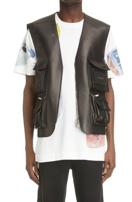 Givenchy Lambskin Leather Tactical Vest in 001-Black