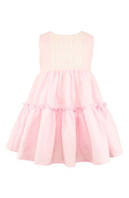 Popatu Kids' Gingham Check Tiered Dress in Pink