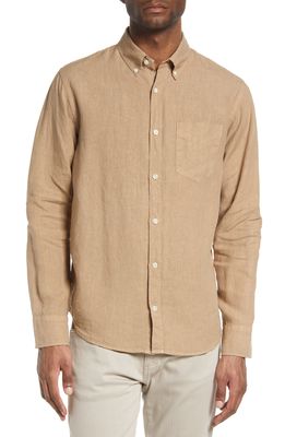 NN07 Men's Levon Linen Button-Down Shirt in Khaki
