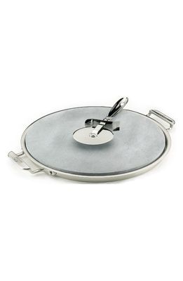 All-Clad Pizza Stone with Serving Tray and Rotary Cutter in Stainless Steel