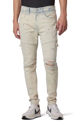 Hudson Jeans Zack Moto Skinny Fit Jeans in White Painter