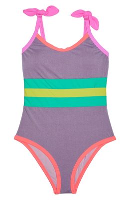 Beach Lingo Kids' Colorblock One-Piece Swimsuit in Lilac