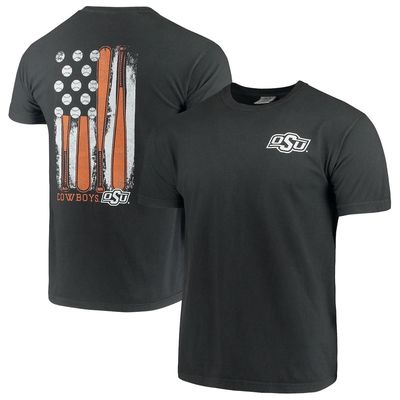IMAGE ONE Men's Black Oklahoma State Cowboys Baseball Flag Comfort Colors T-Shirt