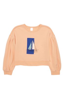 NORDSTROM Kids' Cotton Blend Graphic Sweatshirt in Coral Nougat Sailboat