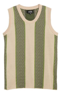 Ahluwalia Men's Texture Jacquard Merino Wool Vest in Green/Beige