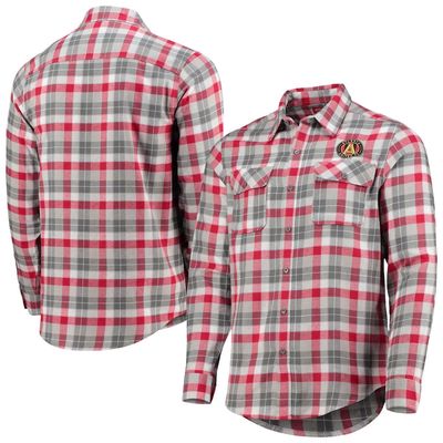 Men's Antigua Red/Gray Atlanta United FC Ease Flannel Long Sleeve Button-Up Shirt