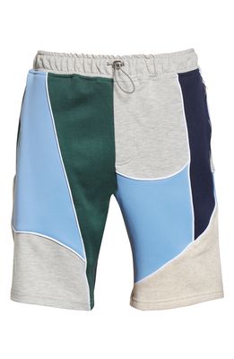 Ahluwalia Men's Marcel Shorts in Beige/Grey/Blue/Green