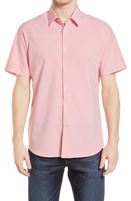 MOVE Performance Apparel Short Sleeve Button-Up Shirt in Orange