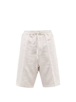 120% Lino - Drawstring-waist Linen-cambric Shorts - Mens - Cream