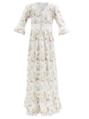 Loretta Caponi - Gaia Floral-print Cotton Midi Dress - Womens - Print